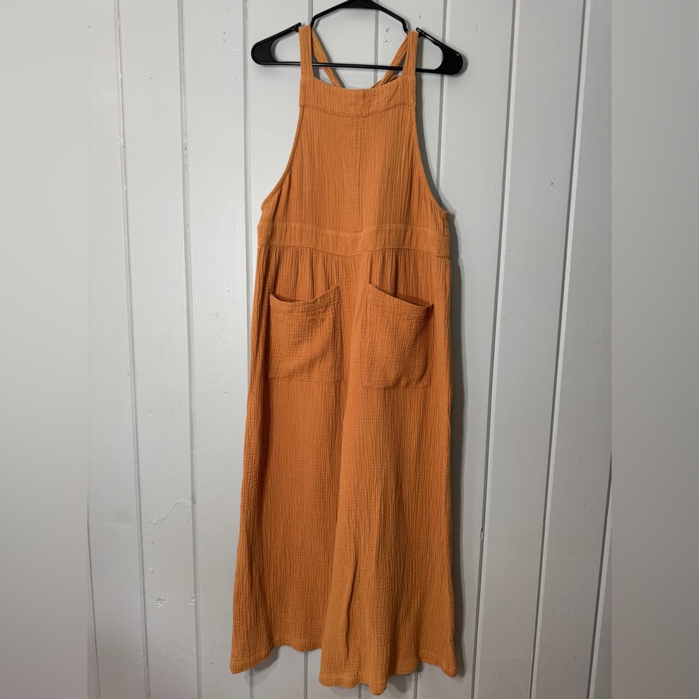 entro Orange Sleeveless Wide-Leg Jumpsuit with Front Pockets